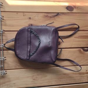 Calvin Klein maroon leather backpack with chain
